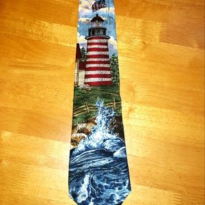 Lighthouse Men's Neck tie by Tango Americana Series "West Quoddy Light"